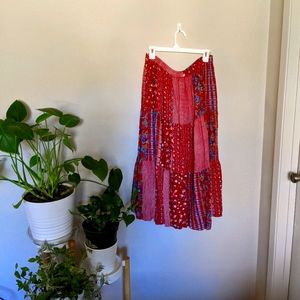 Red quilted skirt